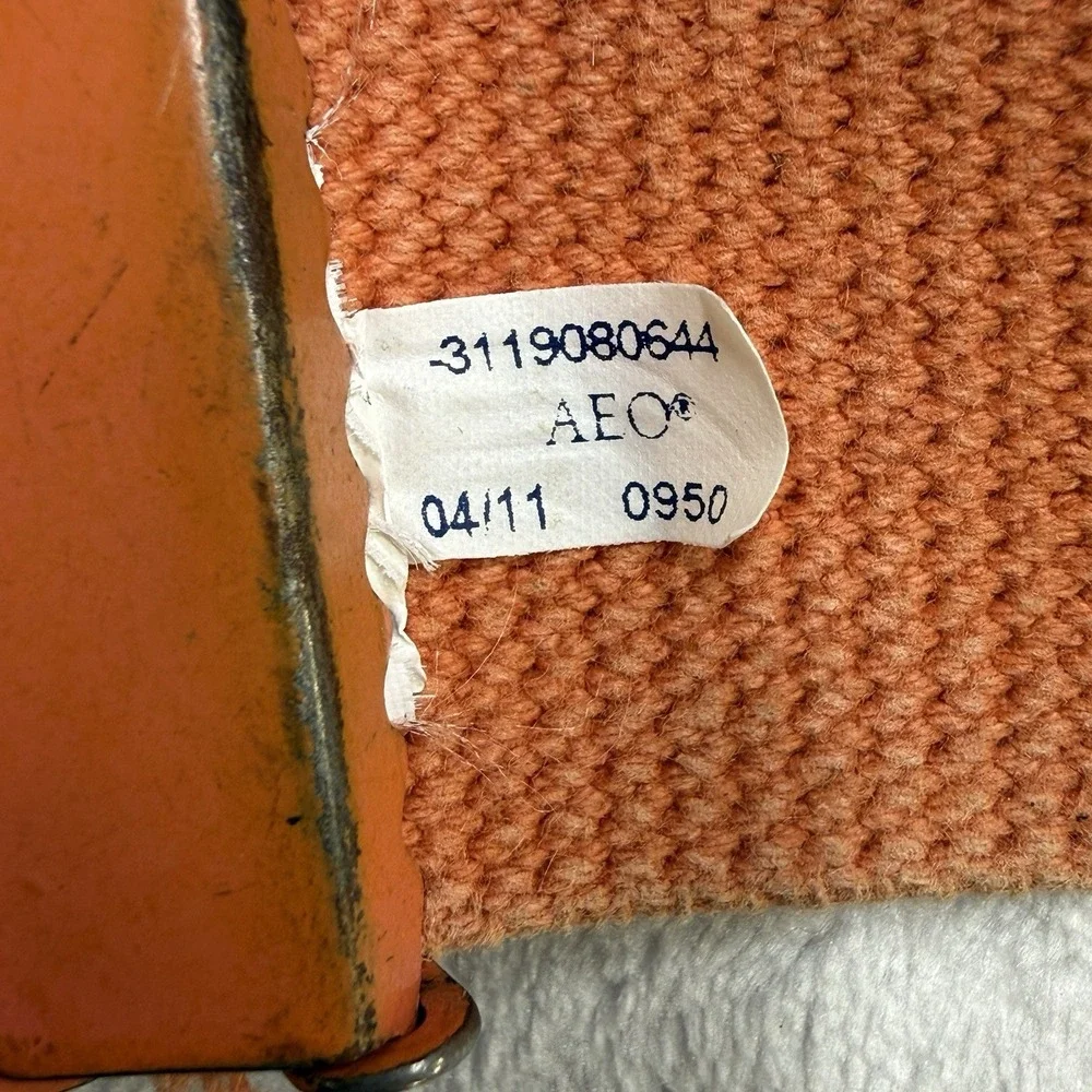 American Eagle Orange Web Belt Eagle Buckle Canvas Military Style Y2K